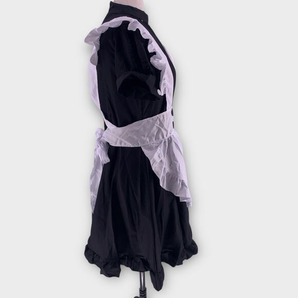 Anime French Maid Apron Lolita Cosplay Costume Furry Cat Ear Gloves Bow Socks L - Picture 4 of 10